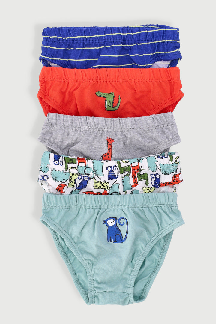 Pre-Boys 5 Pack Wildlife Briefs - Multi