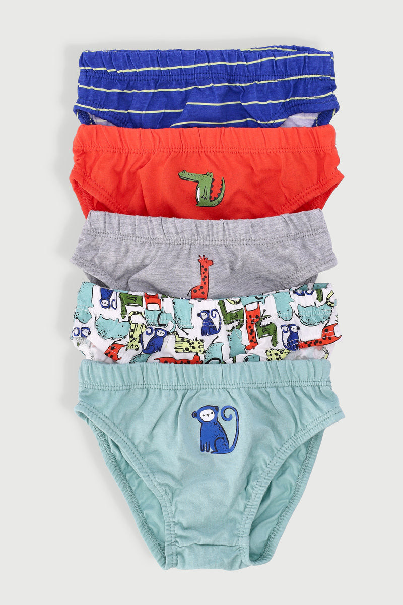 Pre-Boys 5 Pack Wildlife Briefs - Multi