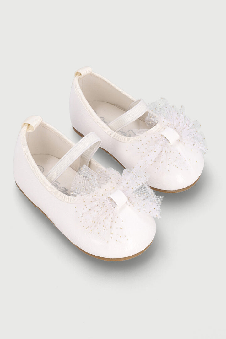 Baby Girls Crinkle Bow Pump - White