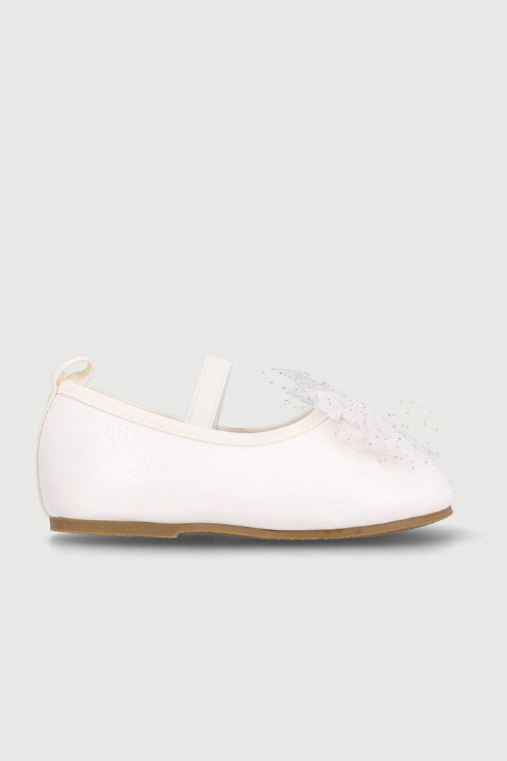 Baby Girls Crinkle Bow Pump - White