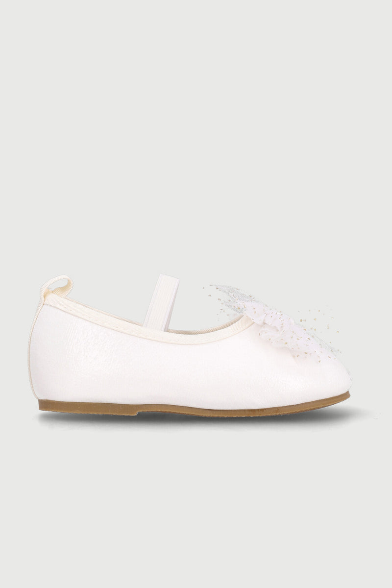 Baby Girls Crinkle Bow Pump - White