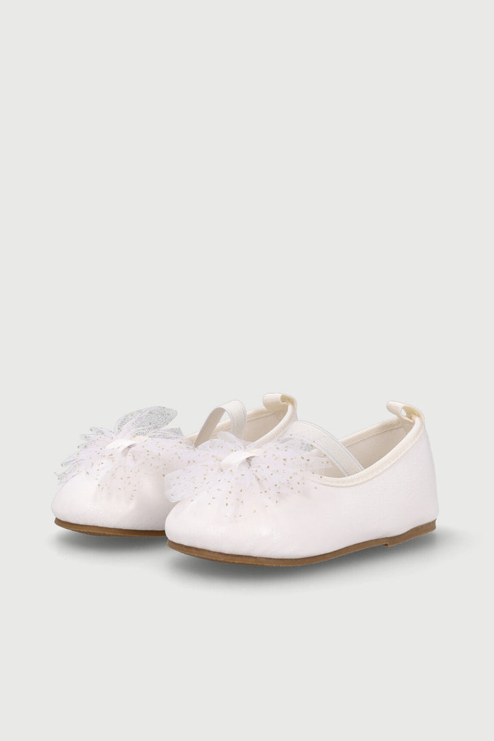 Baby Girls Crinkle Bow Pump - White