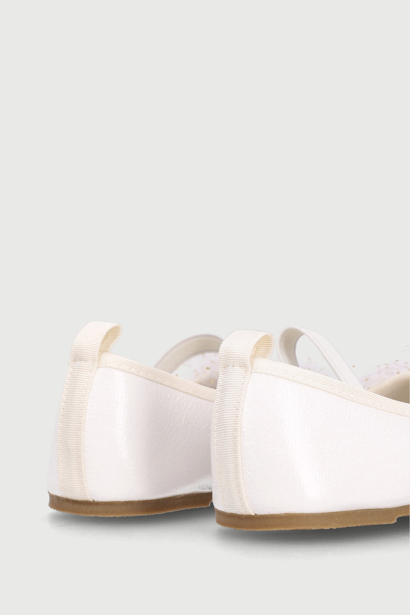 Baby Girls Crinkle Bow Pump - White