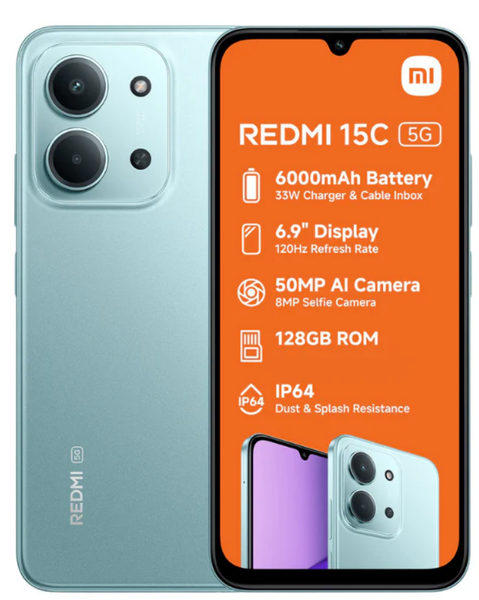 Redmi 15C 4GB + 128GB 4G Dual Sim Cellphone - Blue – Edgars