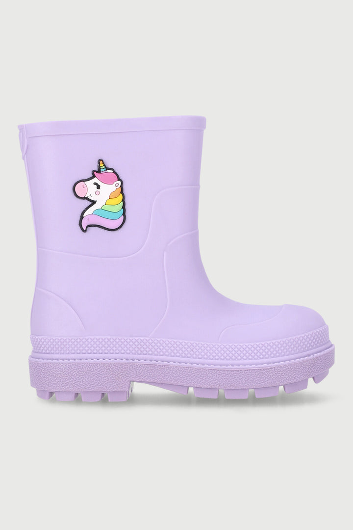 Pre-Girls Wellington Boots With Trim - Lilac