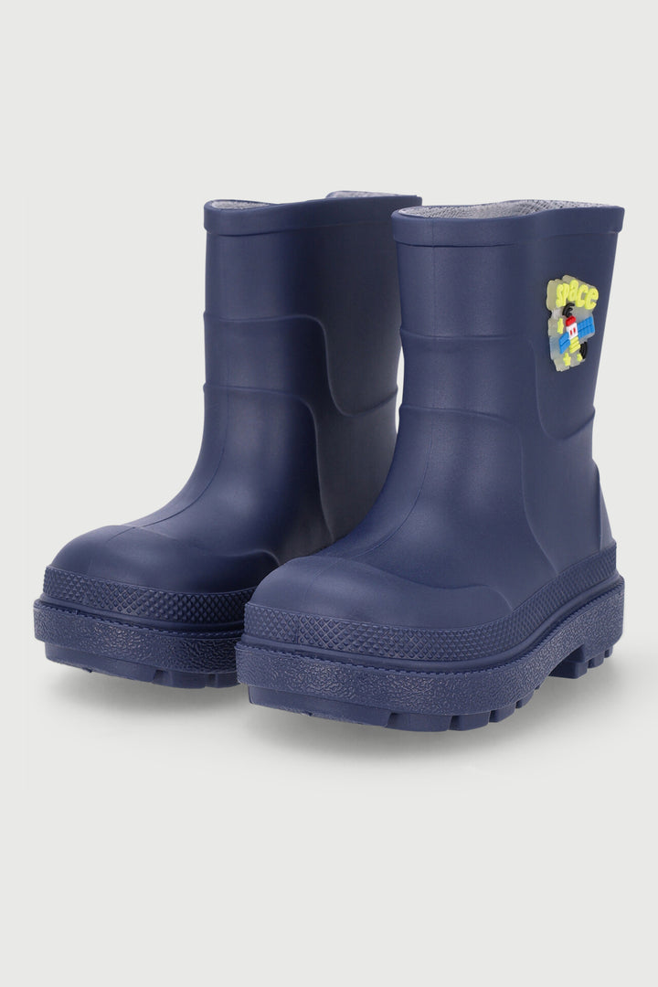 Pre-Boys Wellington Boots With Trim - Navy