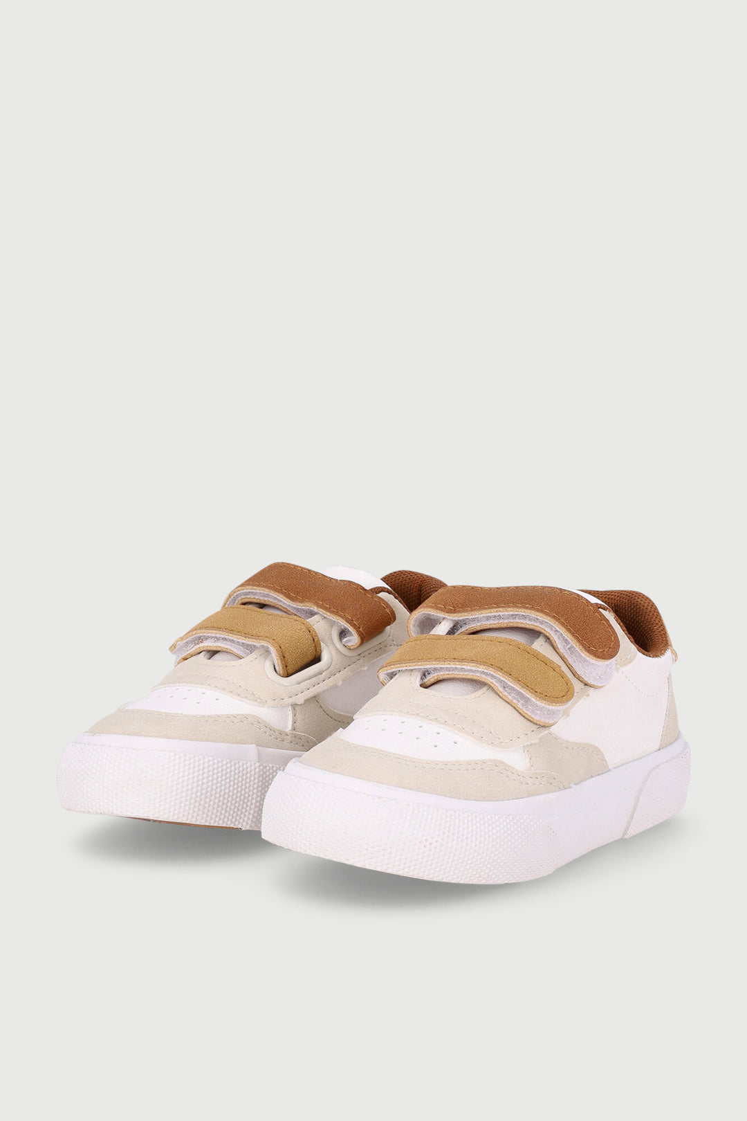 Pre-Boys Velcro Sneaker - White/Beige
