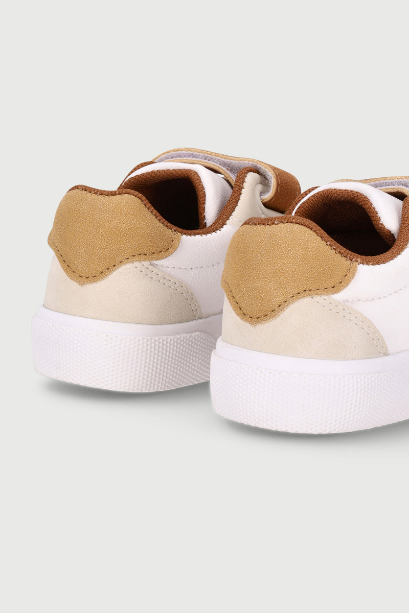 Pre-Boys Velcro Sneaker - White/Beige