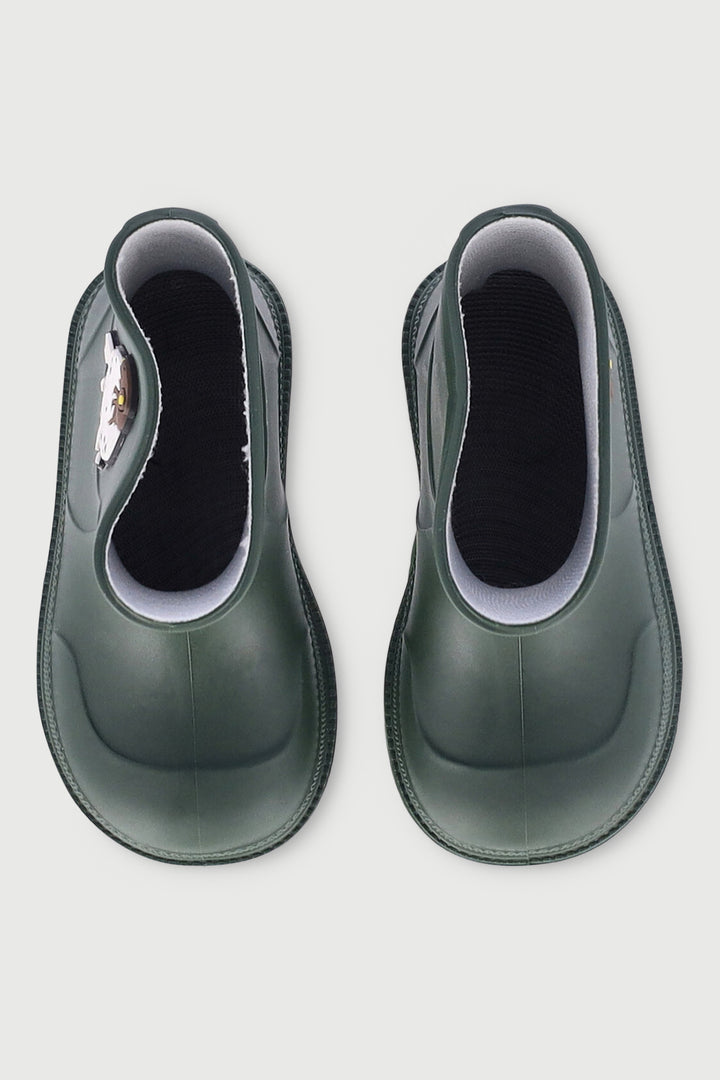 Pre-Boys Wellington Boots With Trim - Olive