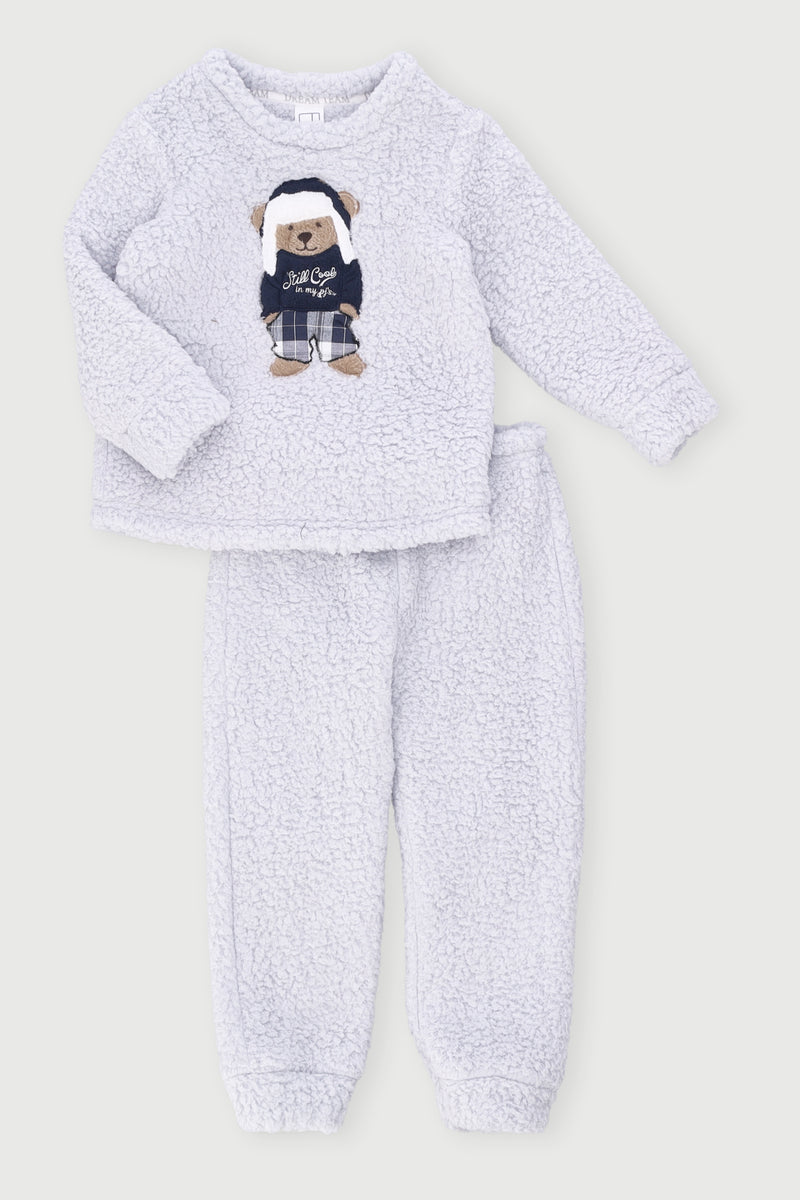 Pre-Boys Still Cool In My Pyjamas Sherpa Sleep Set - Grey