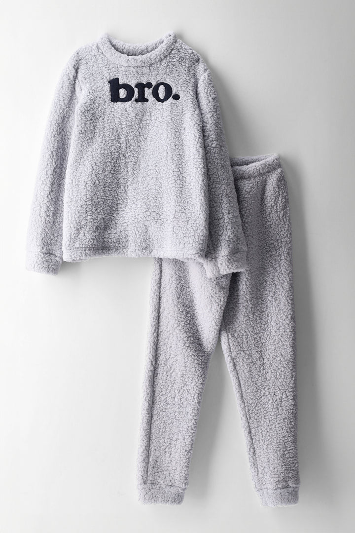 Boys Bro Sherpa Sleep Set - Grey