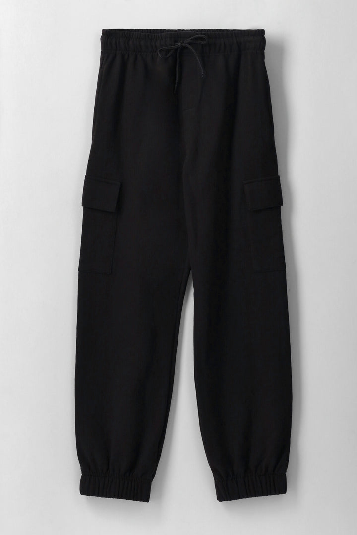 Boys Cargo Fleece Jogger - Black
