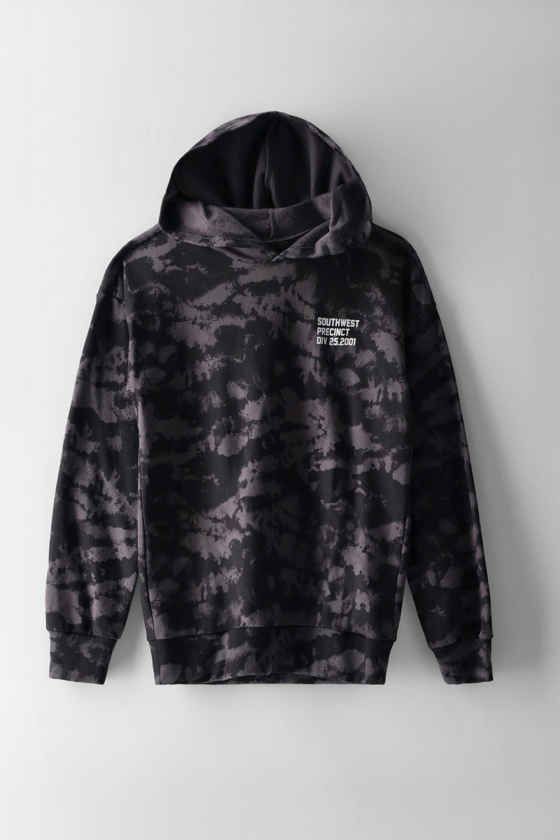 Boys Tie Dye Hoody - Black/Charcoal