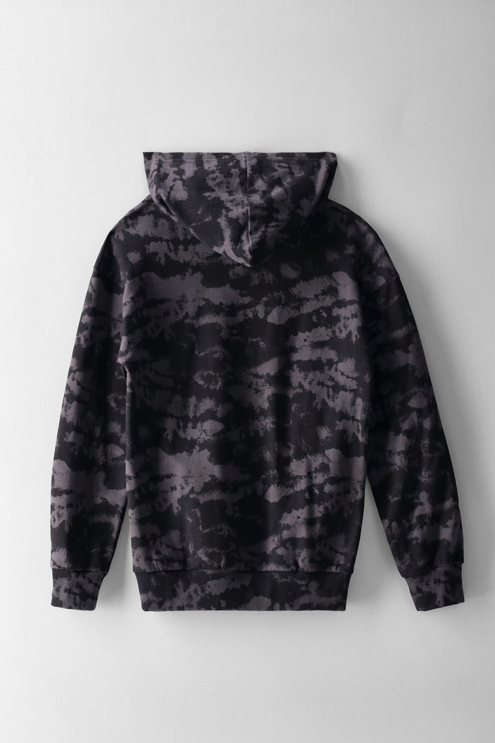 Boys Tie Dye Hoody - Black/Charcoal