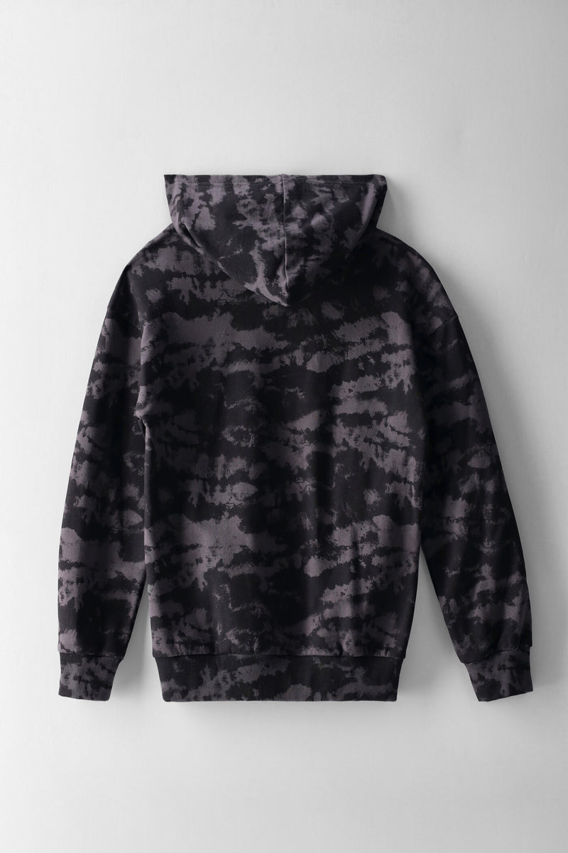 Boys Tie Dye Hoody - Black/Charcoal