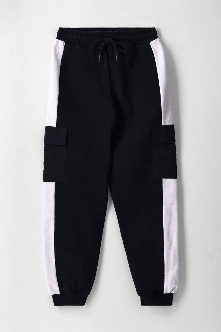 Boys Cargo Jogger - Black/White