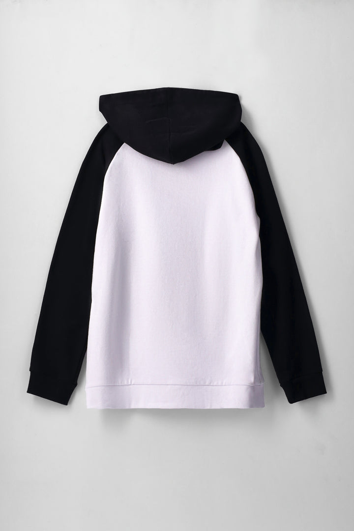 Boys Quarter Zip Pocket Hoody - Black/White