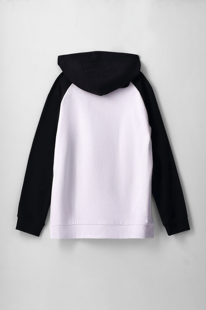 Boys Quarter Zip Pocket Hoody - Black/White
