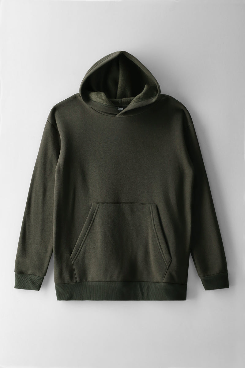 Boys Basic Fleece Hoody - Olive