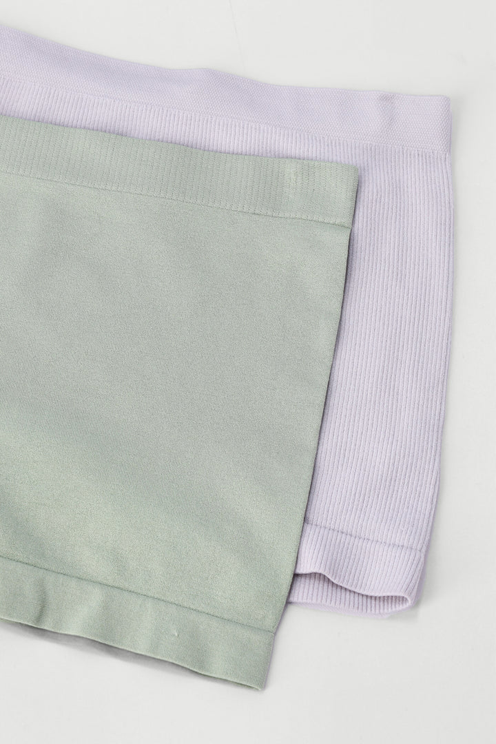 Girls 2 Pack Seamless Boyleg Panties - Sage/Grey