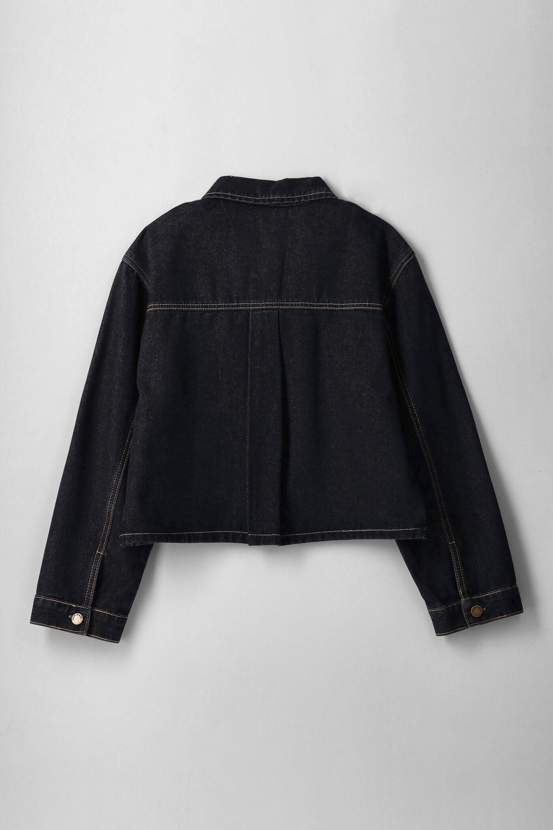 Girls Collared Patch Pocket Boxy Shacket - Black