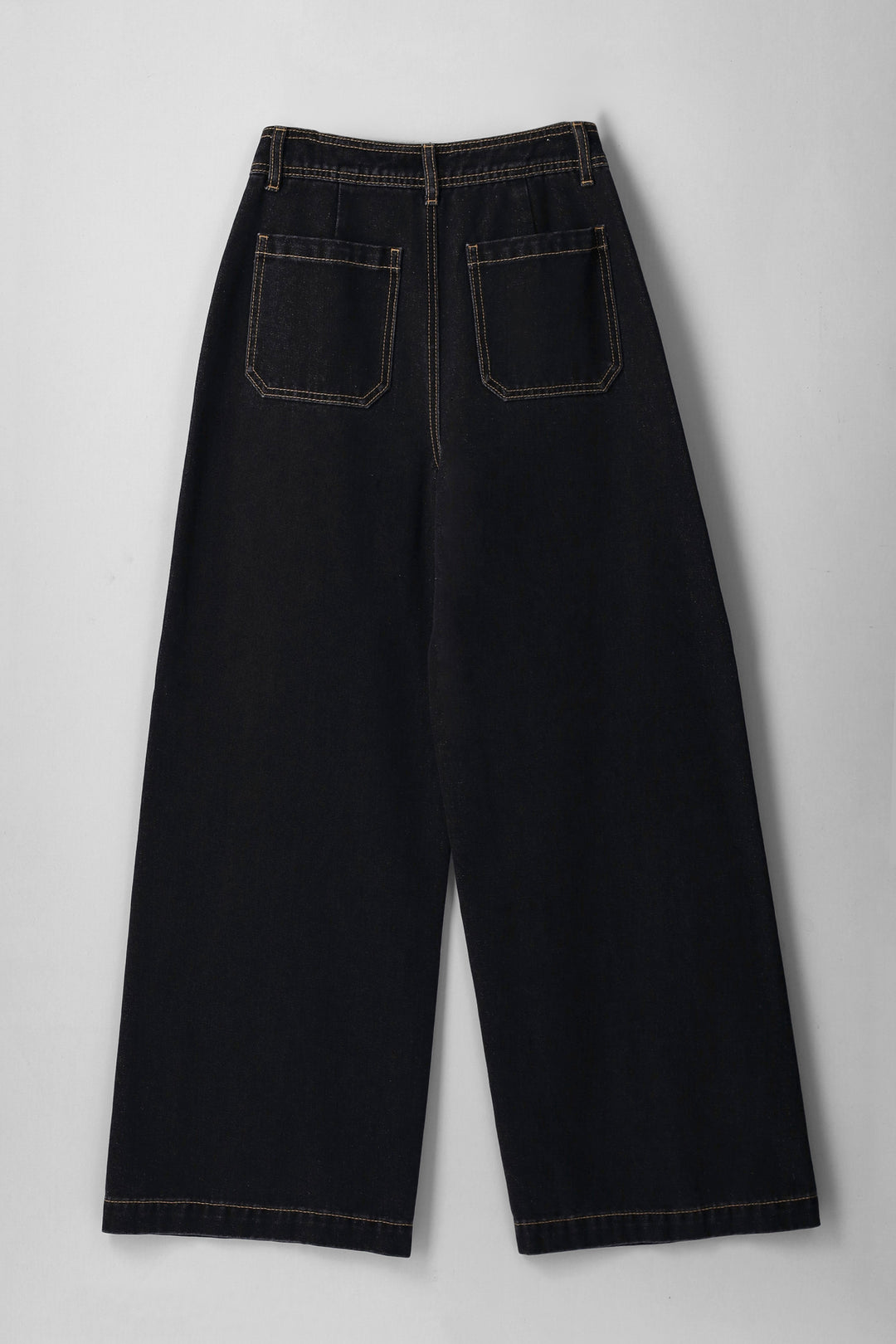 Girls Wide Leg Dark Wash Pocket Jeans - Black