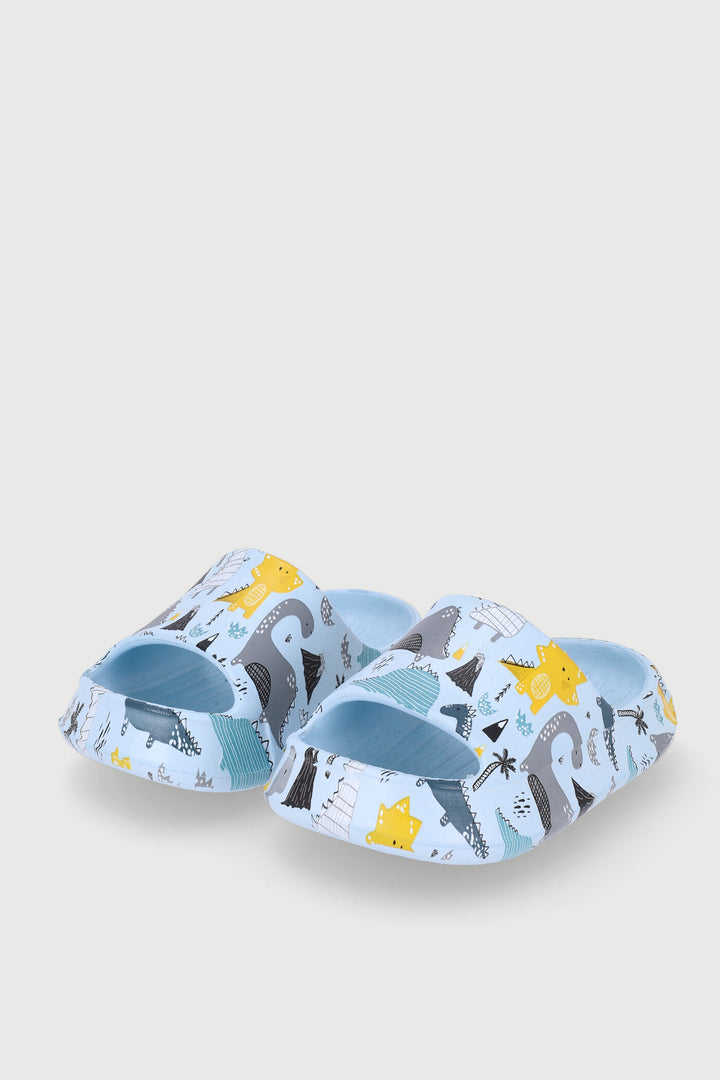 Pre-Boys Dino Print Slide - Blue