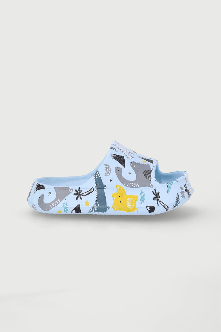 Pre-Boys Dino Print Slide - Blue