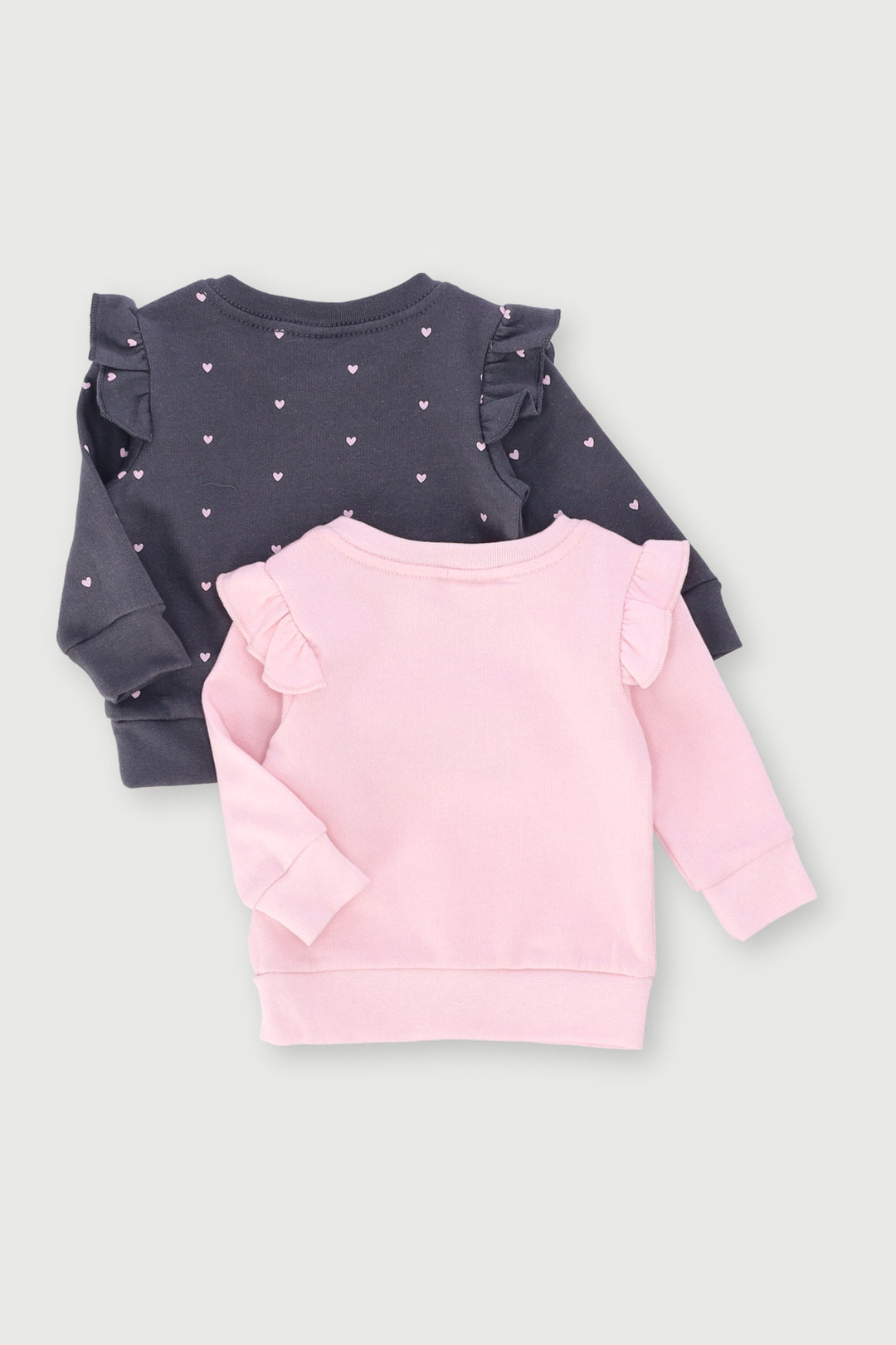 Baby Girls 2 Pack Ma Cherie Sweat Top - Charcoal/Pink