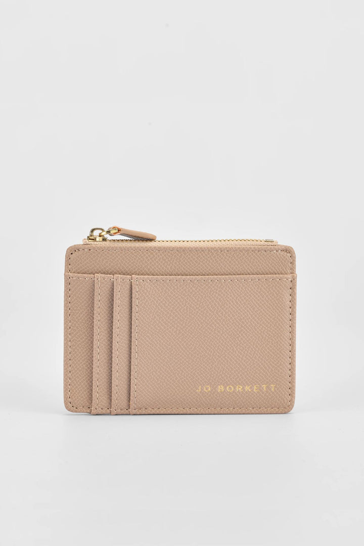 Jessica Pebble Surface Embossed Logo Cardholder - Taupe