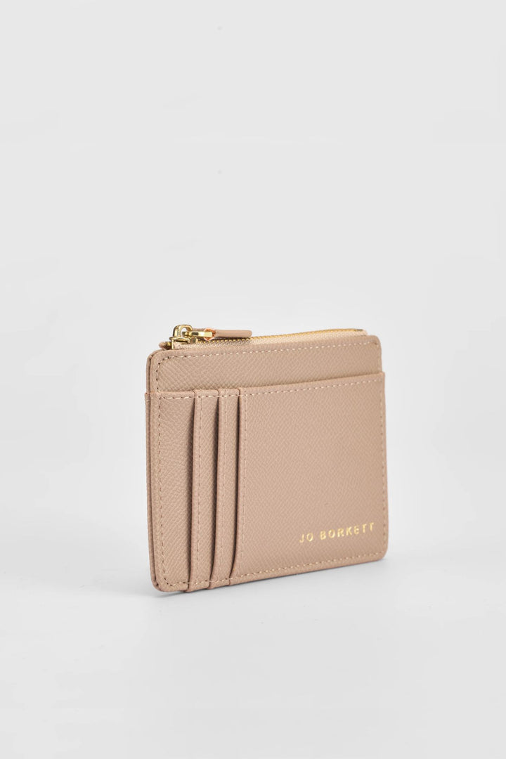 Jessica Pebble Surface Embossed Logo Cardholder - Taupe