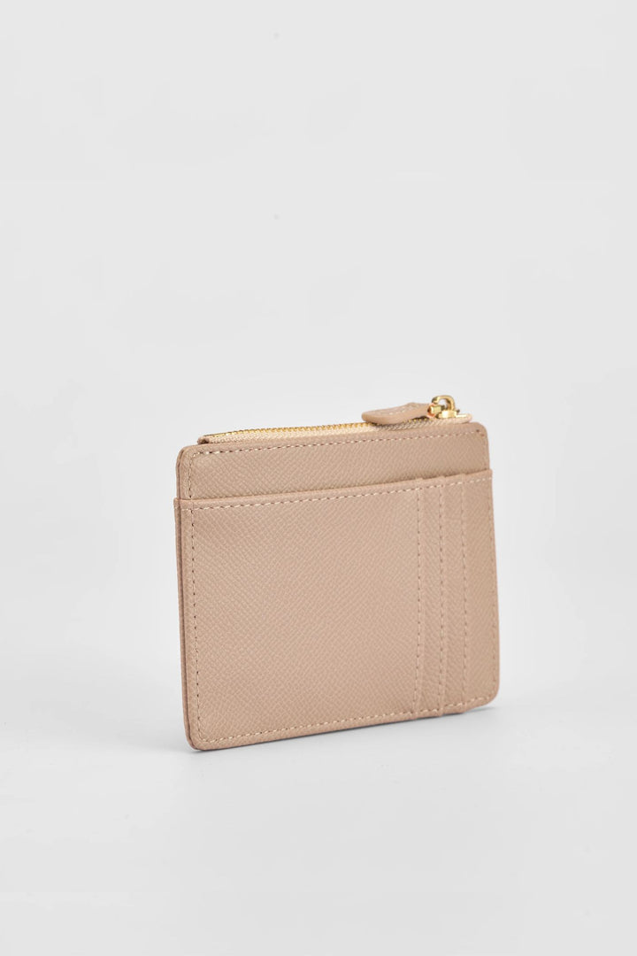 Jessica Pebble Surface Embossed Logo Cardholder - Taupe