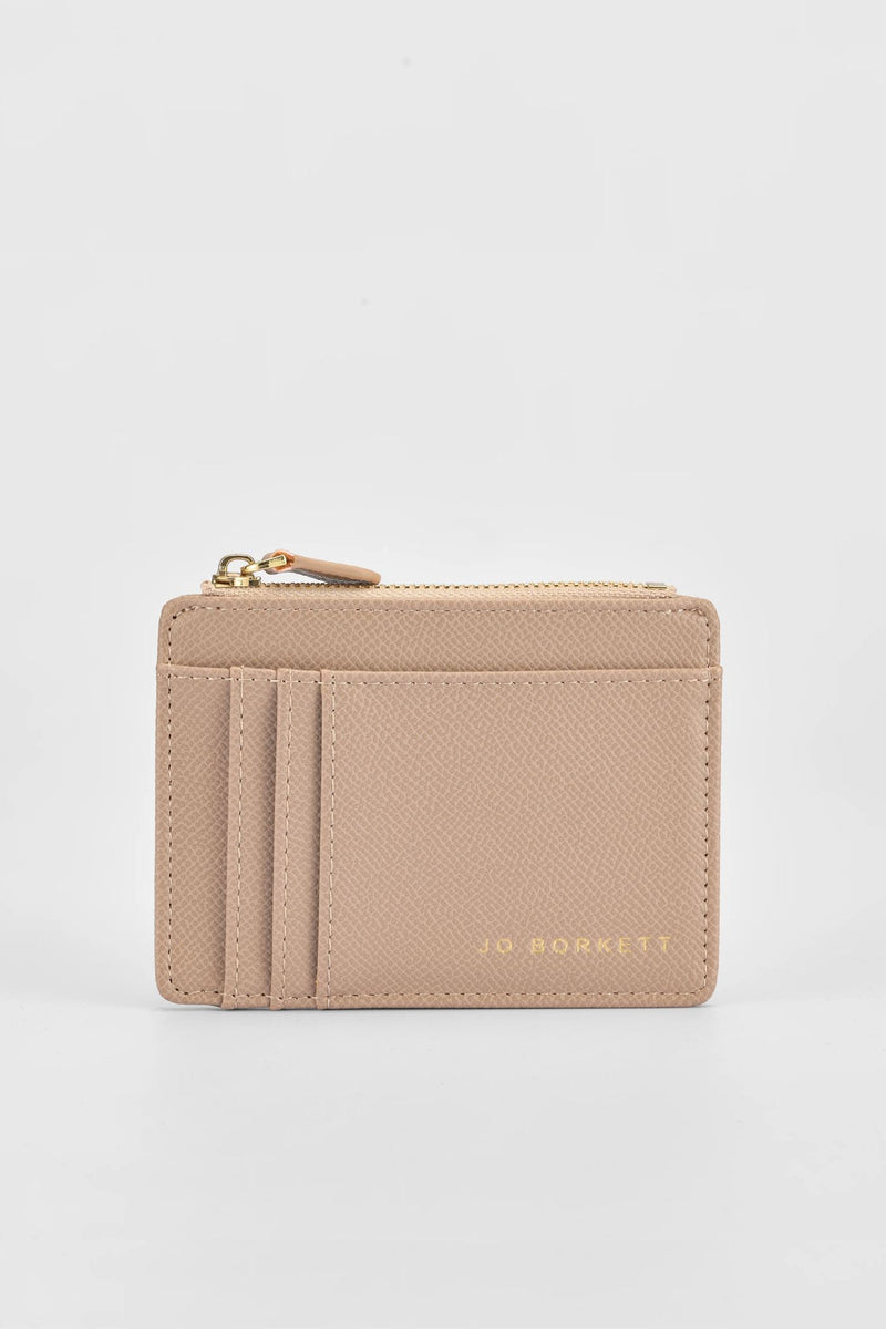 Jessica Pebble Surface Embossed Logo Cardholder - Taupe