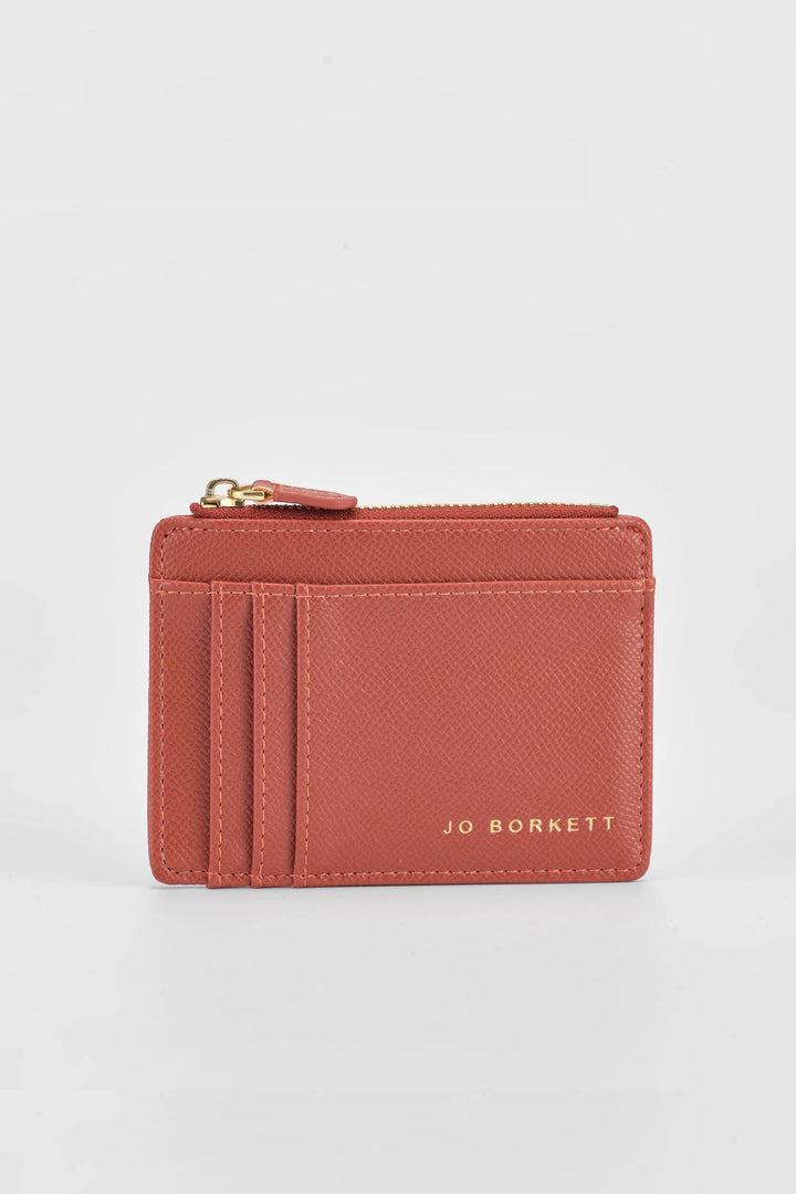 Jessica Pebble Surface Embossed Logo Cardholder - Coral