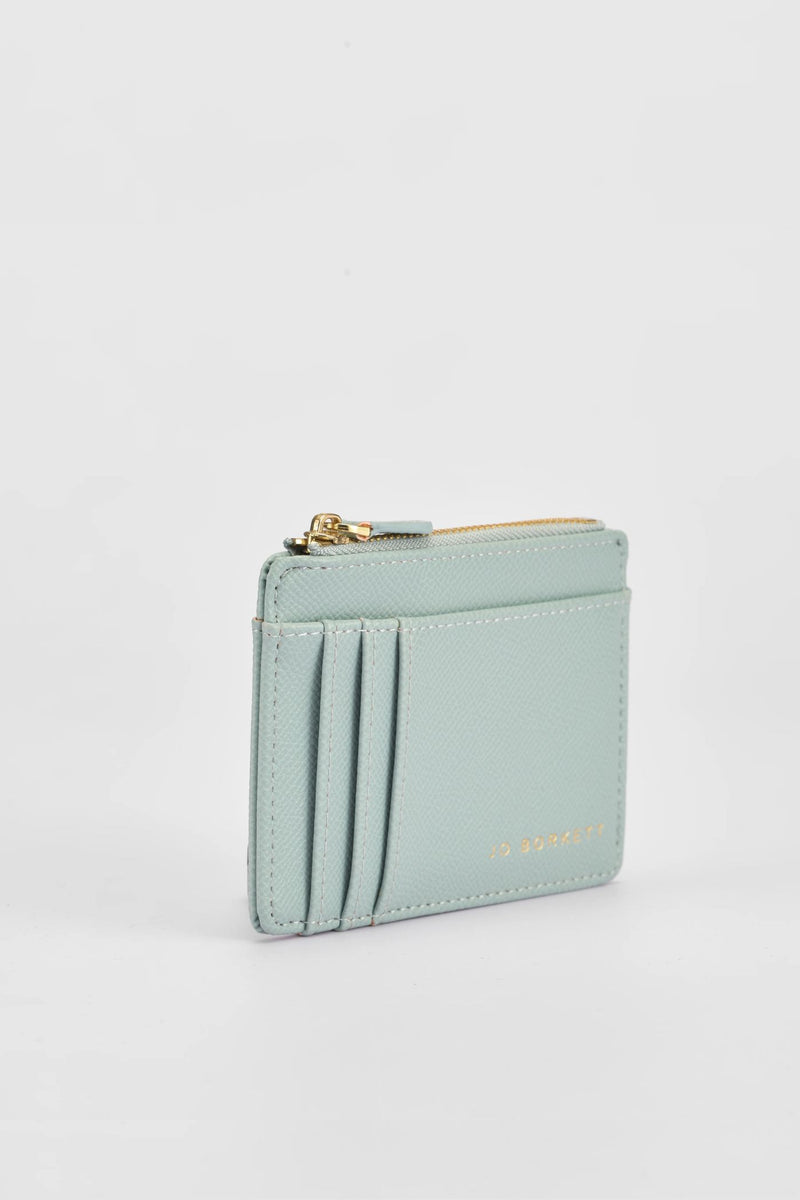Jessica Pebble Surface Embossed Logo Cardholder - Seafoam