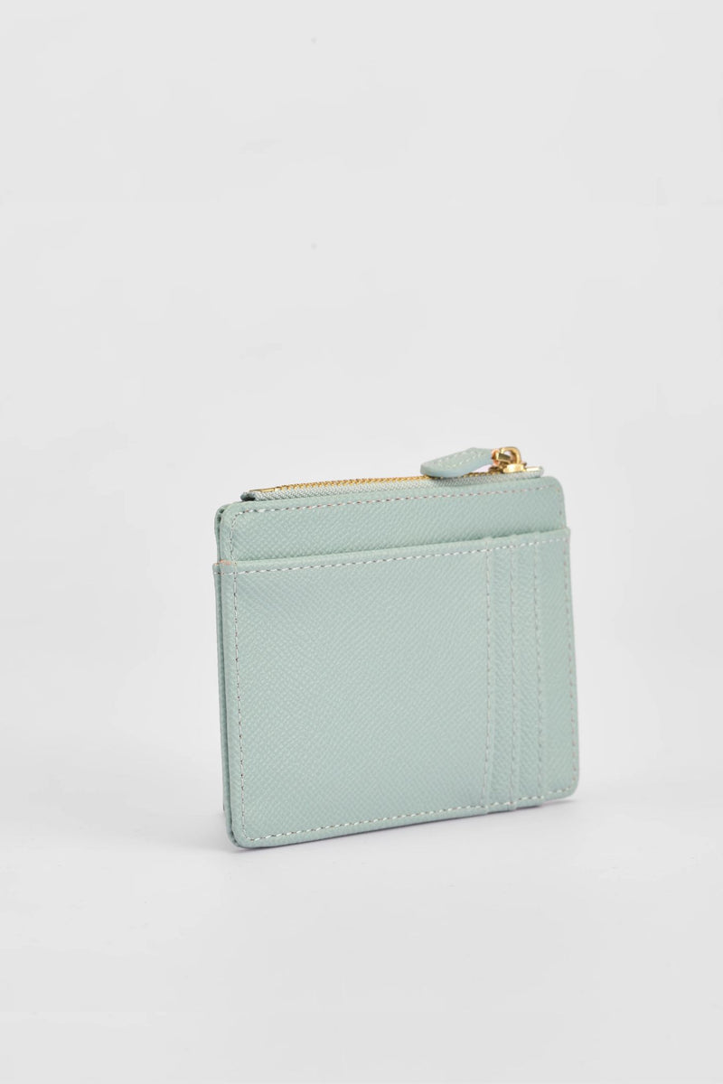 Jessica Pebble Surface Embossed Logo Cardholder - Seafoam