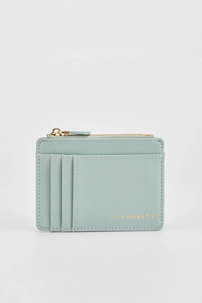 Jessica Pebble Surface Embossed Logo Cardholder - Seafoam