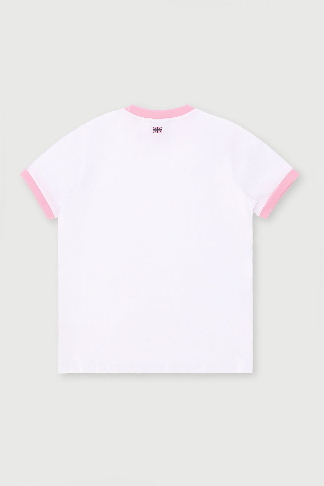 Girls Branded Ringer Tee - White/Pink