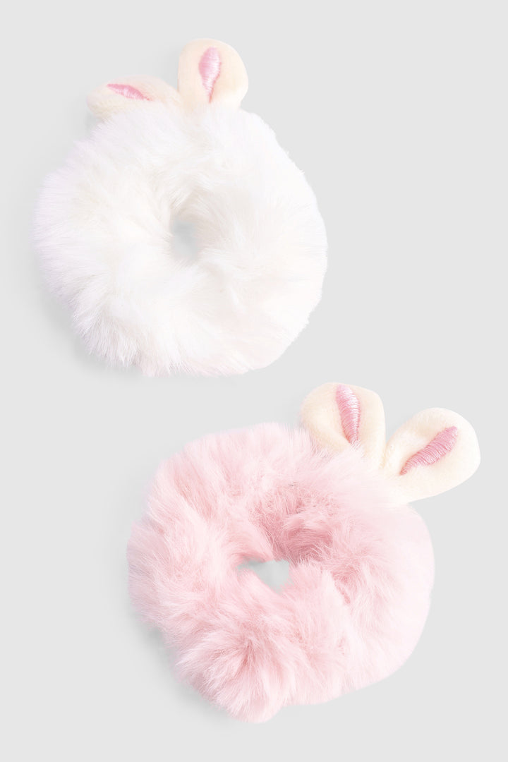 Pre-Girls 2 Pack Bunny Ears Scrunchie - White