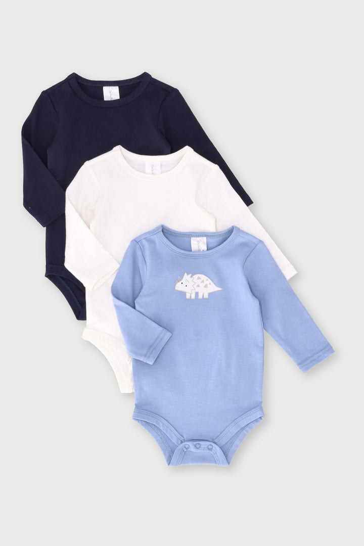 Baby Boys 3 Pack Fashion Vest - Cream/Navy