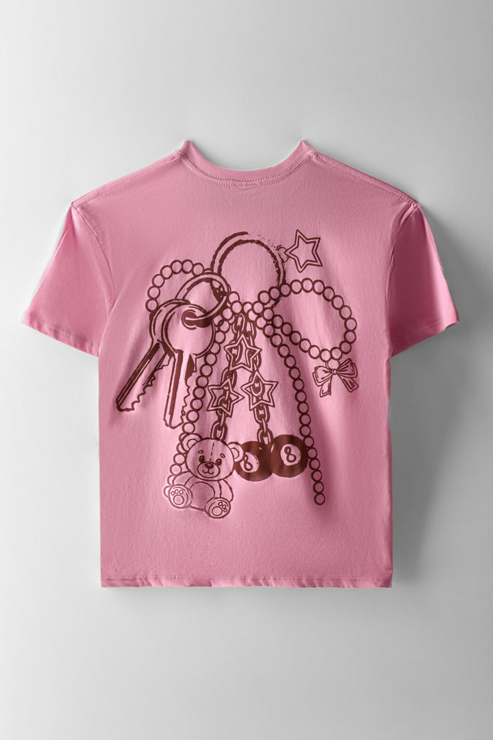 Girls Key To Your Dreams Oversized Tee - Dusty Pink