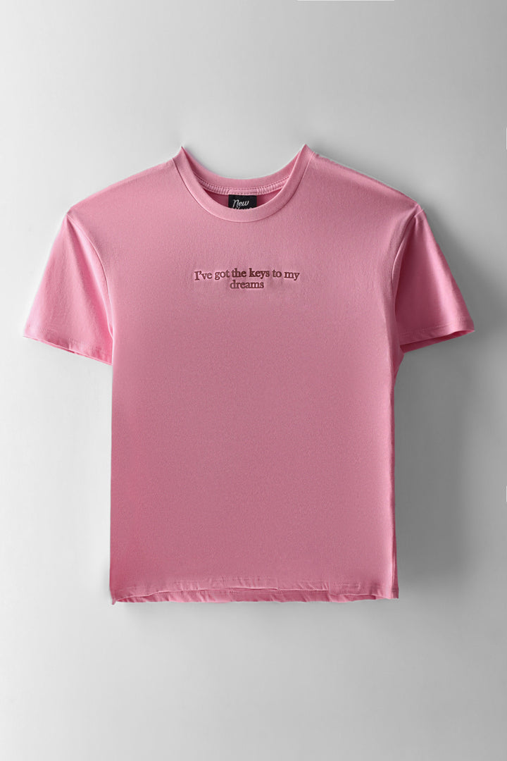 Girls Key To Your Dreams Oversized Tee - Dusty Pink