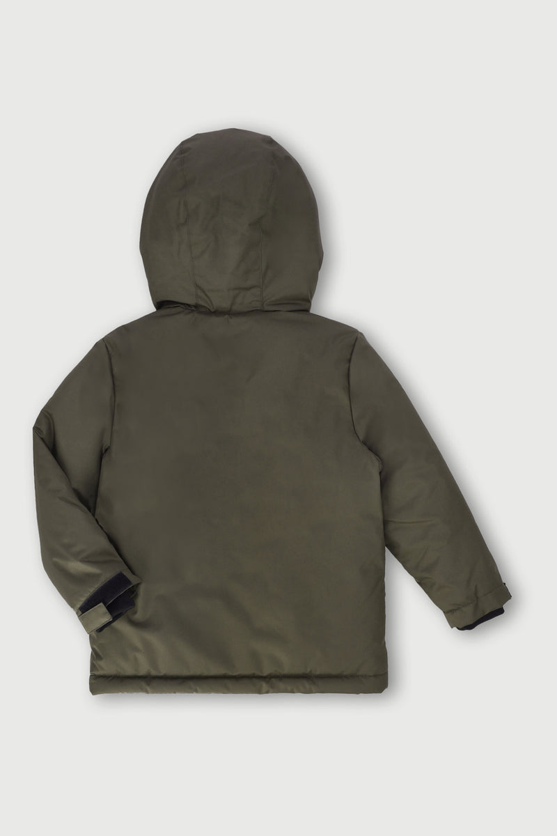 Pre-Boys Longer Length Parka Jacket - Olive