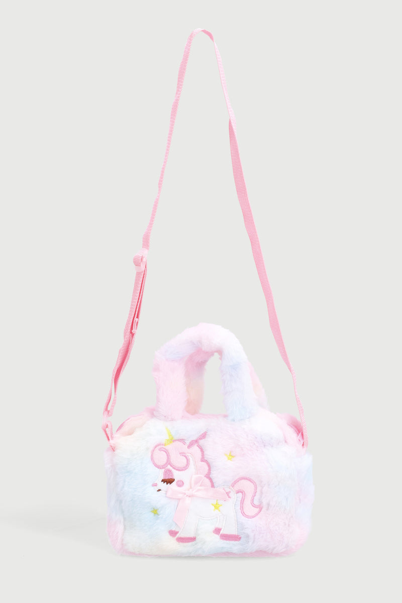 Pre-Girls Fur Trim Unicorn Sling Bag - Multi
