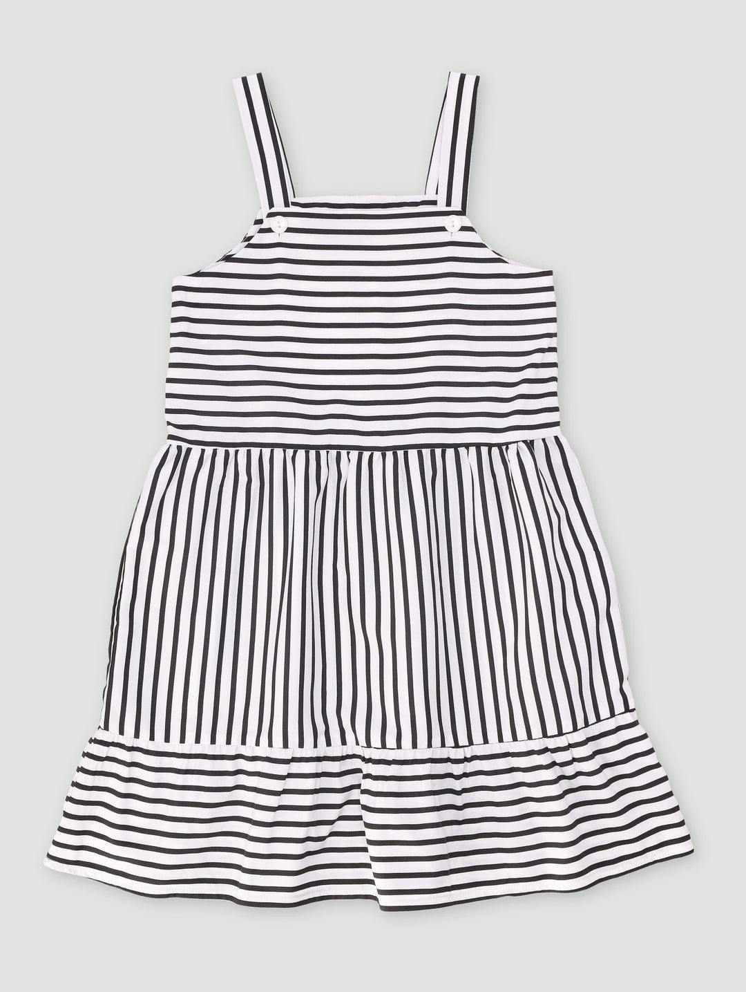Pre-Girls Basic Stripe Summer Dress - Black/White