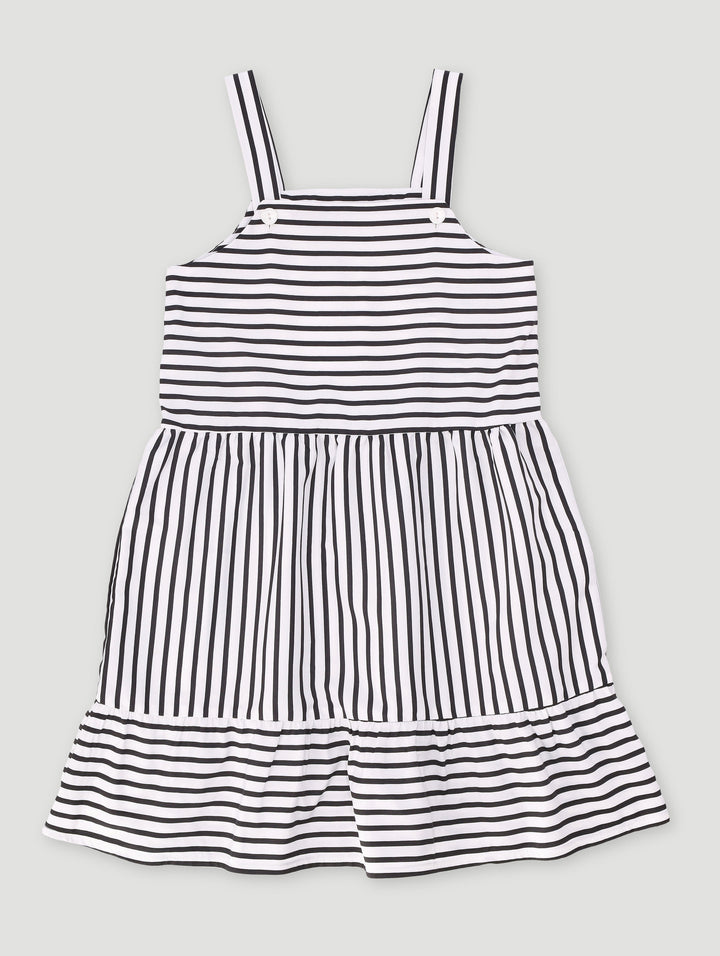 Pre-Girls Basic Stripe Summer Dress - Black/White