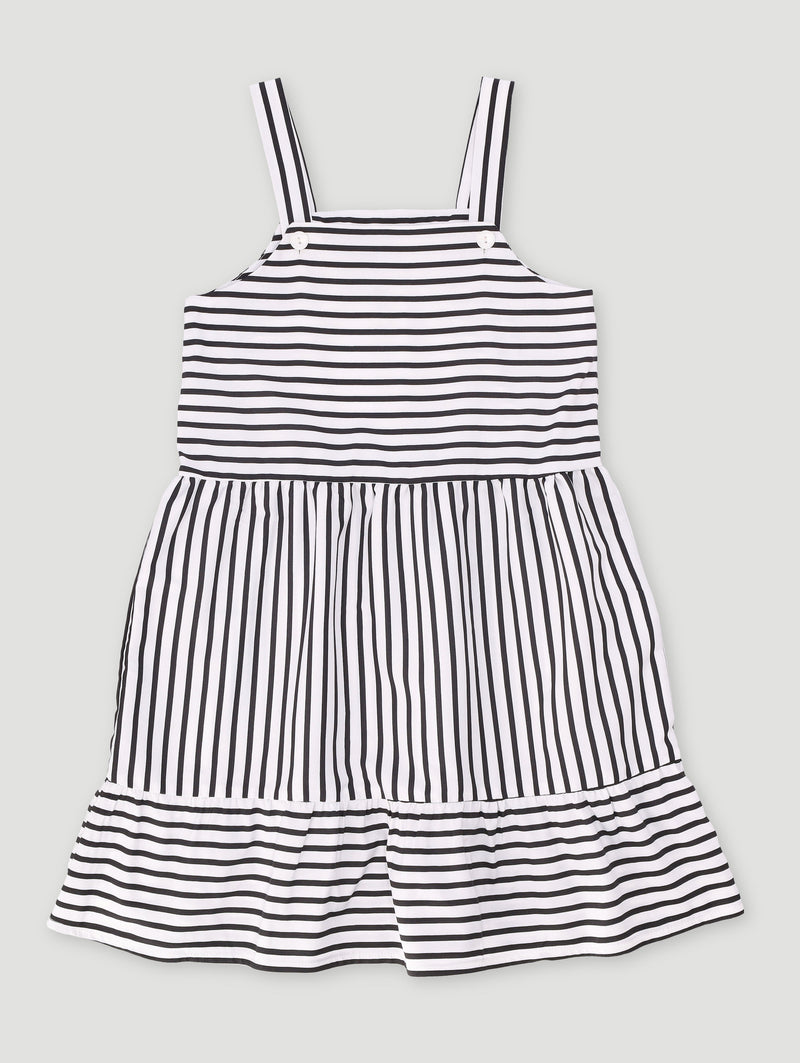 Pre-Girls Basic Stripe Summer Dress - Black/White