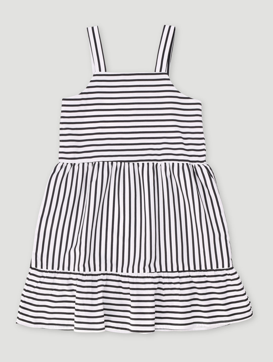 Pre-Girls Basic Stripe Summer Dress - Black/White