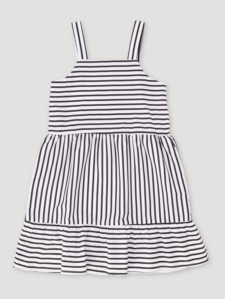Pre-Girls Basic Stripe Summer Dress - Black/White