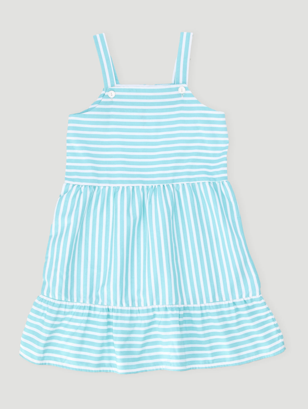 Pre-Girls Basic Stripe Summer Dress - Teal/White